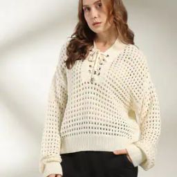 Women Knitted Tie-Up Pullover-image-20