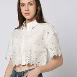 Women Schiffli Embroidered Regular Fit Shirt-image-96