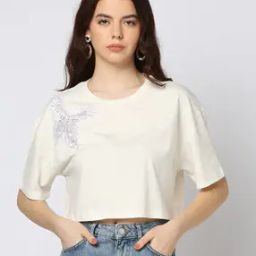 Women Regular Fit Top with Butterfly Applique-image-77