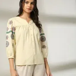Women Embroidered Relaxed Fit Round-Neck Top-image-91
