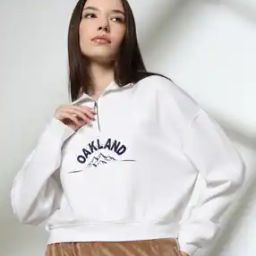 Women Printed Half-Zipper Sweatshirt-picture-15