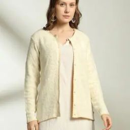 Women Floral Lace Round-Neck Cardigan-image-12