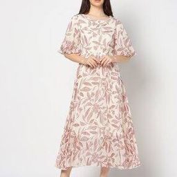 Women Leaf Print A-Line Dress-image-13