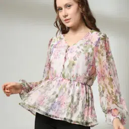 Women Floral Print V-Neck Top-image-63