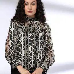 Women Geometric Print Relaxed Fit Top with Slip-23
