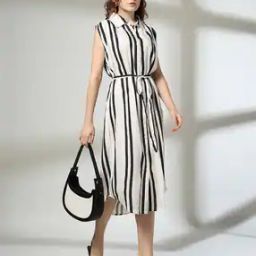 Women Striped Shirt Dress-image-34