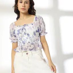 Women Floral Print Regular Fit Peplum Top-image-88