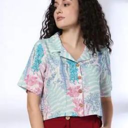 Women Leaf Print Relaxed Fit Shirt-picture-39