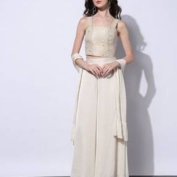 Women Chanderi Brocade Top & Palazzo with Dupatta-image-35