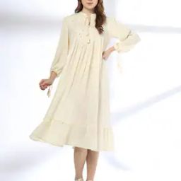 Women Tiered Dress with Embroidered Yoke-image-52