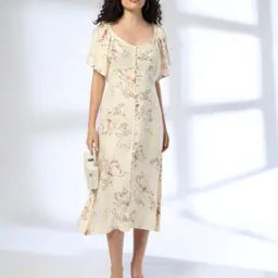Women Floral Print A-Line Dress-image-85
