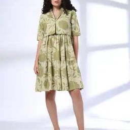 Women Floral Tiered Dress with Jacket-image-46