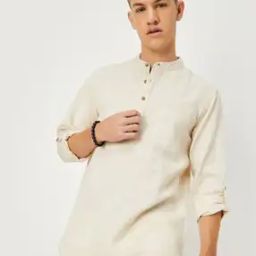 Regular Fit Cotton Short Kurta with Patch Pocket-33