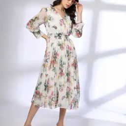 Women Floral Print Fit & Flare Dress-image-48