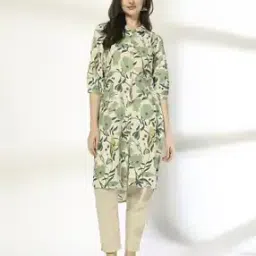 Women Printed Shirt Collar Straight Kurta-image-30