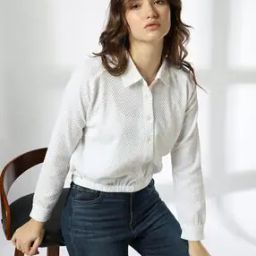 Women Patterned Regular Fit Shirt with Elasticated Waist-image-91