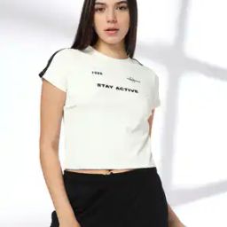 Women Typographic Print Crew-Neck T-Shirt-image-26