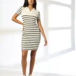 Women Striped T-Shirt Dress-image-66