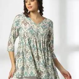 Women Floral Print Flared Tunic-image-3