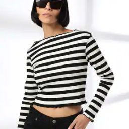 Women Striped Regular Fit Cotton Round-Neck T-Shirt-image-27