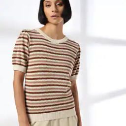 Women Striped Crew-Neck T-Shirt-image-87
