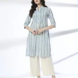 Women Chevron Print Straight Kurta-image-67
