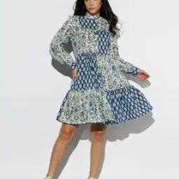 Floral Print Short Tiered Dress-image-43