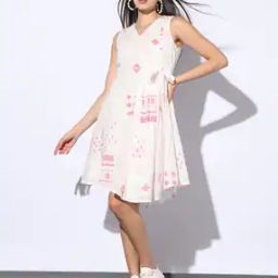 Printed Dress with Tie-Up-image-24