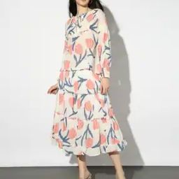 Floral Print Relaxed Fit Top with Tie-Up Neck-15