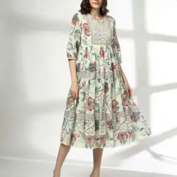 Women Floral Print Fit & Flare Dress-image-79