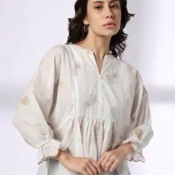 Women Embroidered Regular Fit Cotton Peplum Top-picture-18