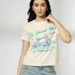 Women Graphic Print Regular Fit Cotton Crew-Neck T-Shirt-image-88