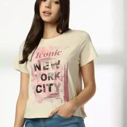 Women Printed Regular Fit Round-Neck T-Shirt-image-69