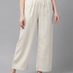 Heathered Palazzo Pants with Crochet Trims-picture-45