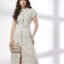 Women Geometric Print Shirt Dress-image-17