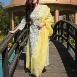 Women Floral Print Straight Kurta with Pants & Dupatta-image-96