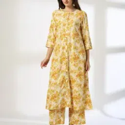 Women Floral Print Straight Kurta with Palazzo-image-94