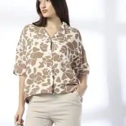 Women Stencil Floral Print Relaxed Fit Shirt-image-54