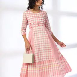 Women Checked A-Line Kurta with Insert Pockets-image-18