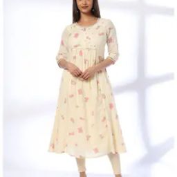 Women Floral Print Flared Kurta-image-18