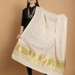 Women Printed Dupatta with Zari Border-image-35