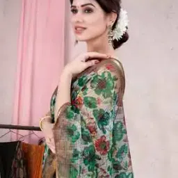 Floral Print Saree with Zari Border-picture-11