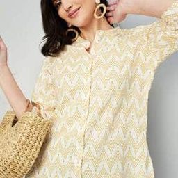 Printed Tunic with Curved Hem-0