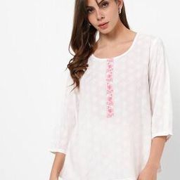 Round-Neck Top with Embroidered Placket-image-7