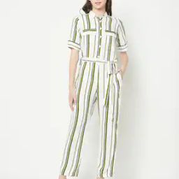 Striped Jumpsuit with Tie-Up Waist-image-49