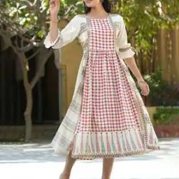 Printed Layered Dress with Mask-image-18