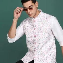 Men Floral Print Slim Fit Nehru Jacket-picture-31