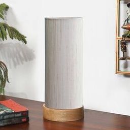 Cotton Table Lamp with Wooden Base-image-76