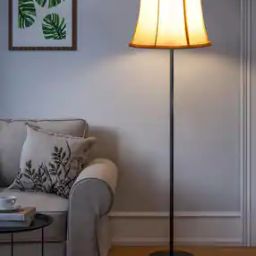Cotton Cylindrical Floor Lamp with Wooden Base-image-26