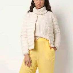 Faux Down Feather Puffer Jacket-32